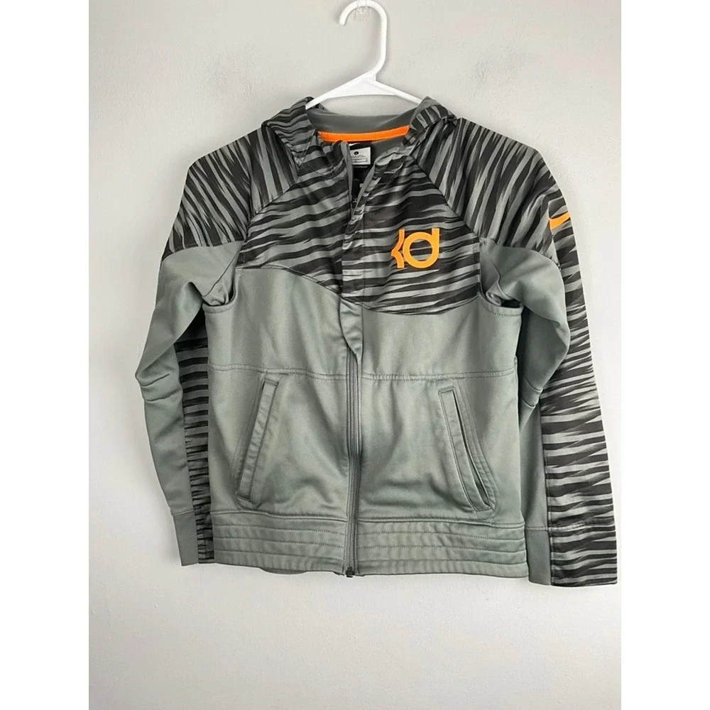 Nike KD Kevin Durant Boys Zip Hoodie Jacket‎ L Gray/Black Logo